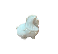 A small glossy ceramic figurine of a blue horse tea pet, decorated with a pale celadon glaze, isolated on a solid white background.